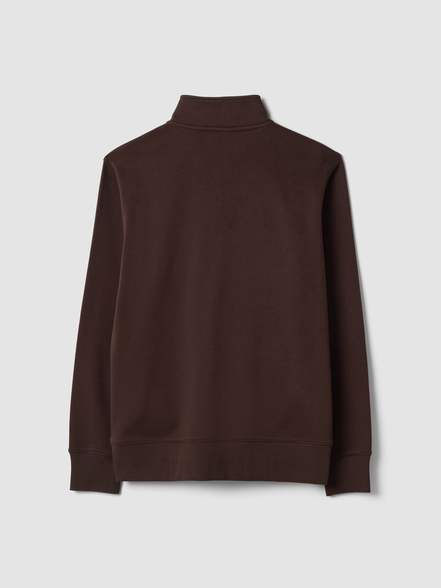 Brown half-zip cotton-blend crew neck_6