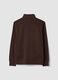 Brown half-zip cotton-blend crew neck_6