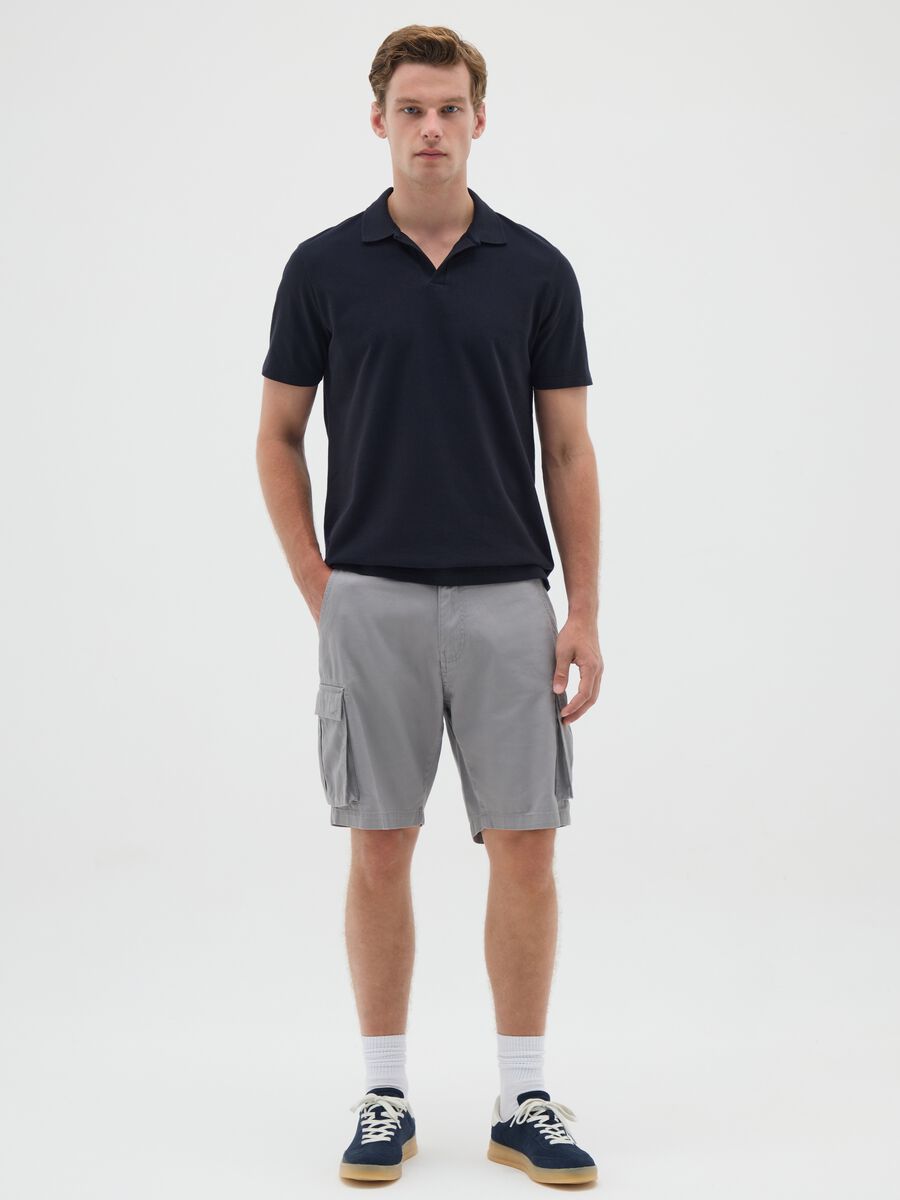Men's grey regular fit pure cotton Bermuda shorts_0