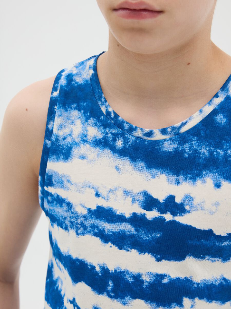 Blue and white striped cotton tank top_2