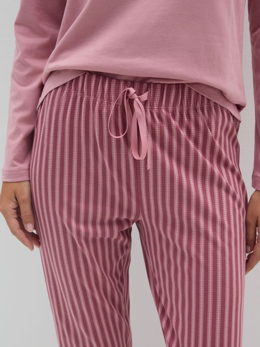 Set pigiama lungo rosa in puro cotone_3