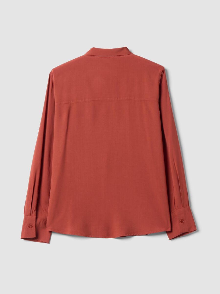 Red pure viscose shirt with neck bow, regular fit_6