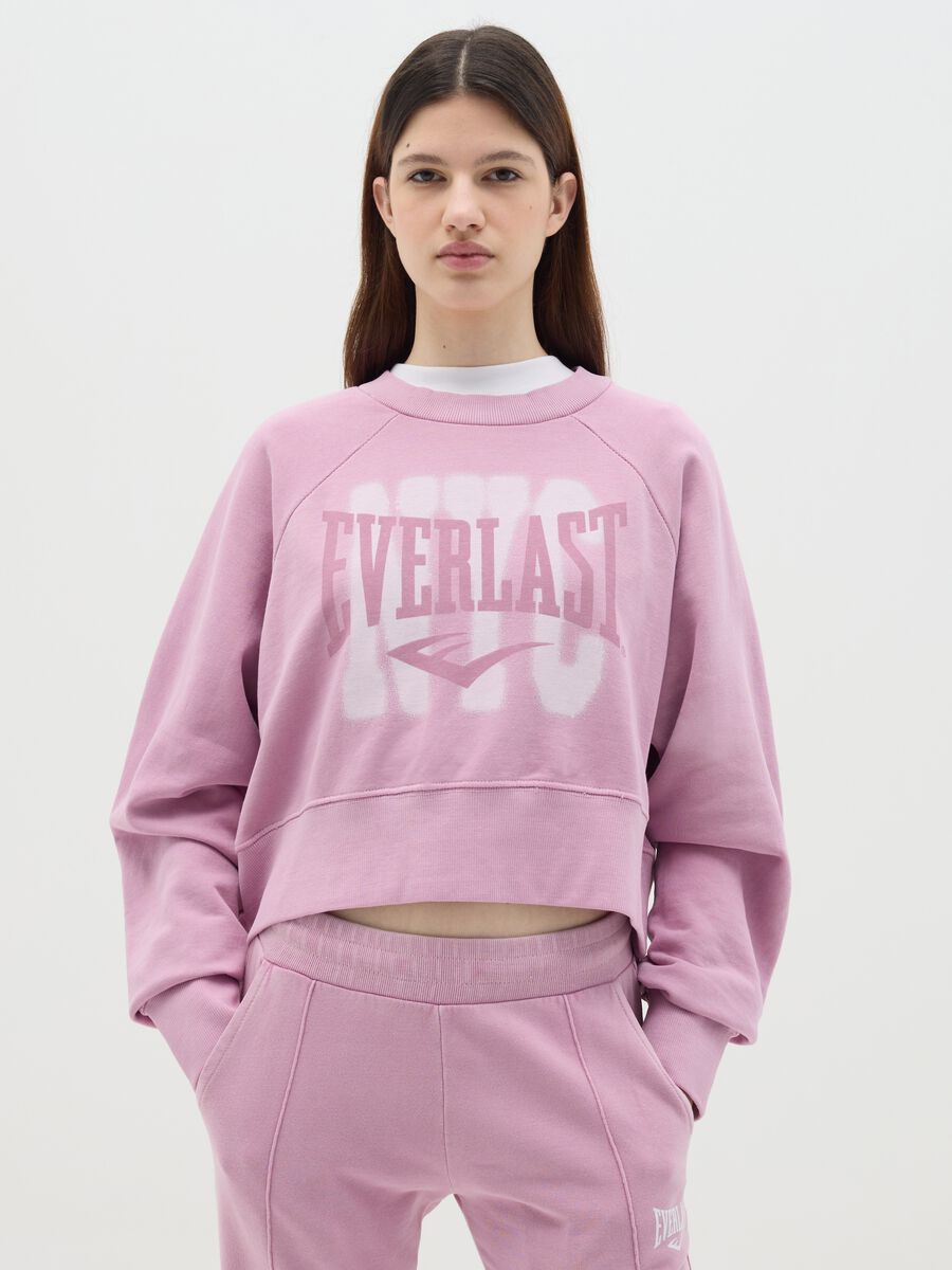 Cropped sweatshirt with logo print_0