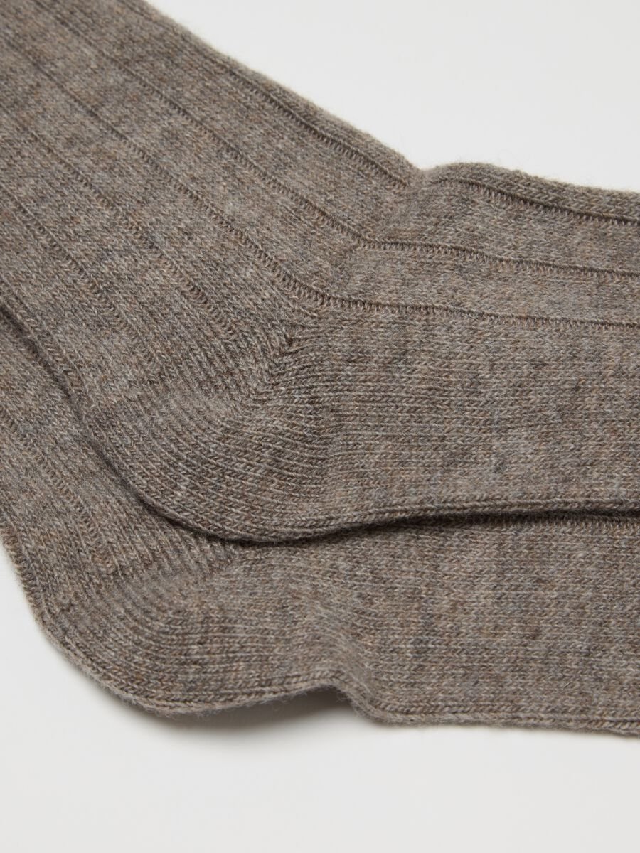 Grey Long Socks in Wool and Cashmere Blend_1