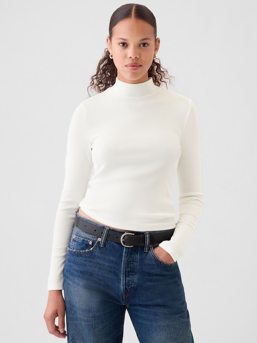 T-shirt a costine in cotone e modal stretch_0