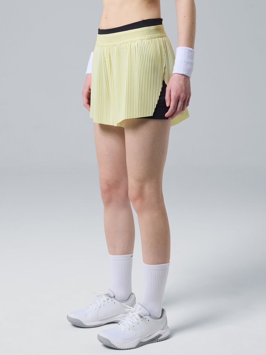 ALTAVIA COURT yellow pleated sports shorts in stretch fabric with removable inner short_2