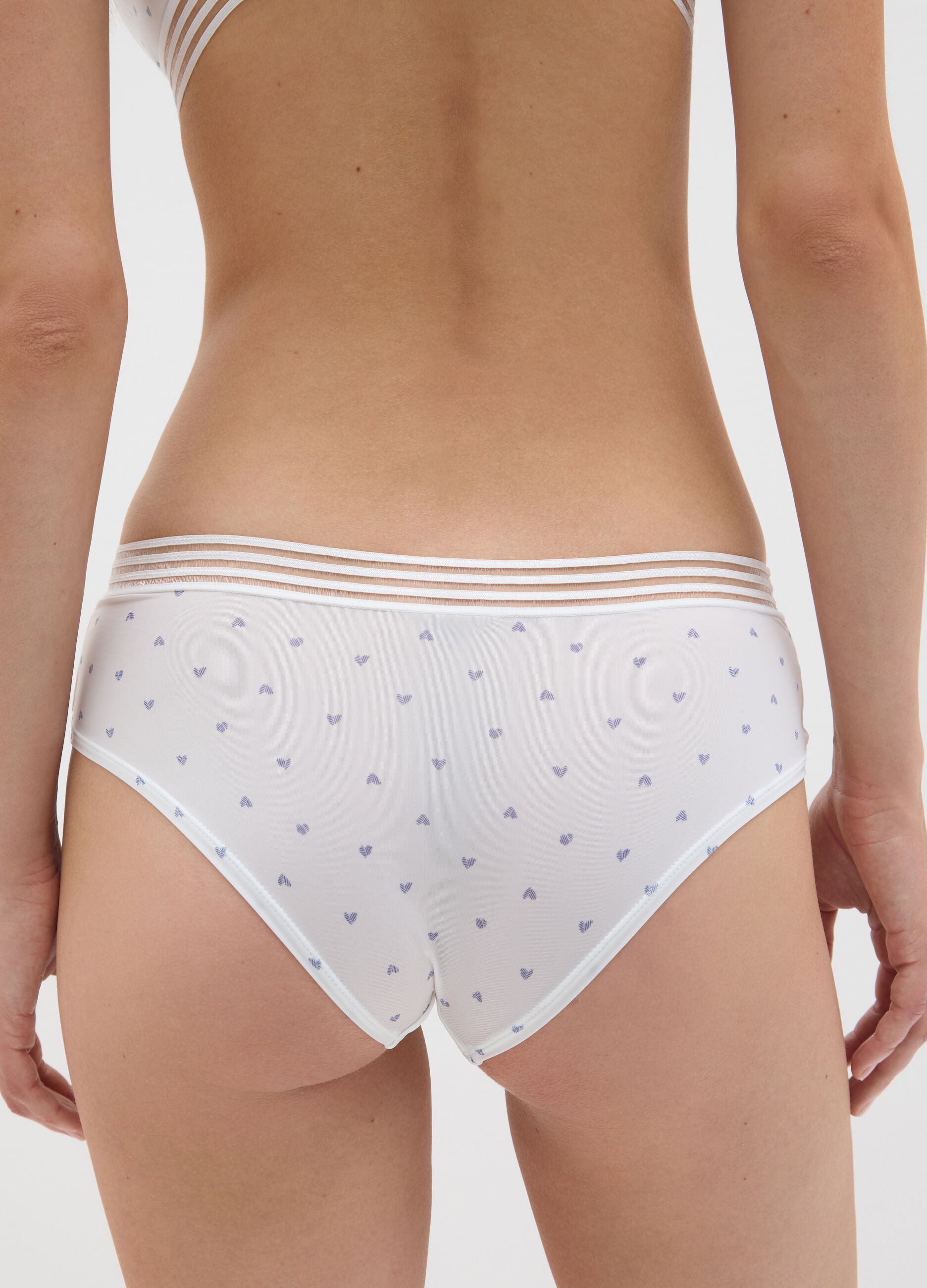 Microfibre French knickers with striped elastic