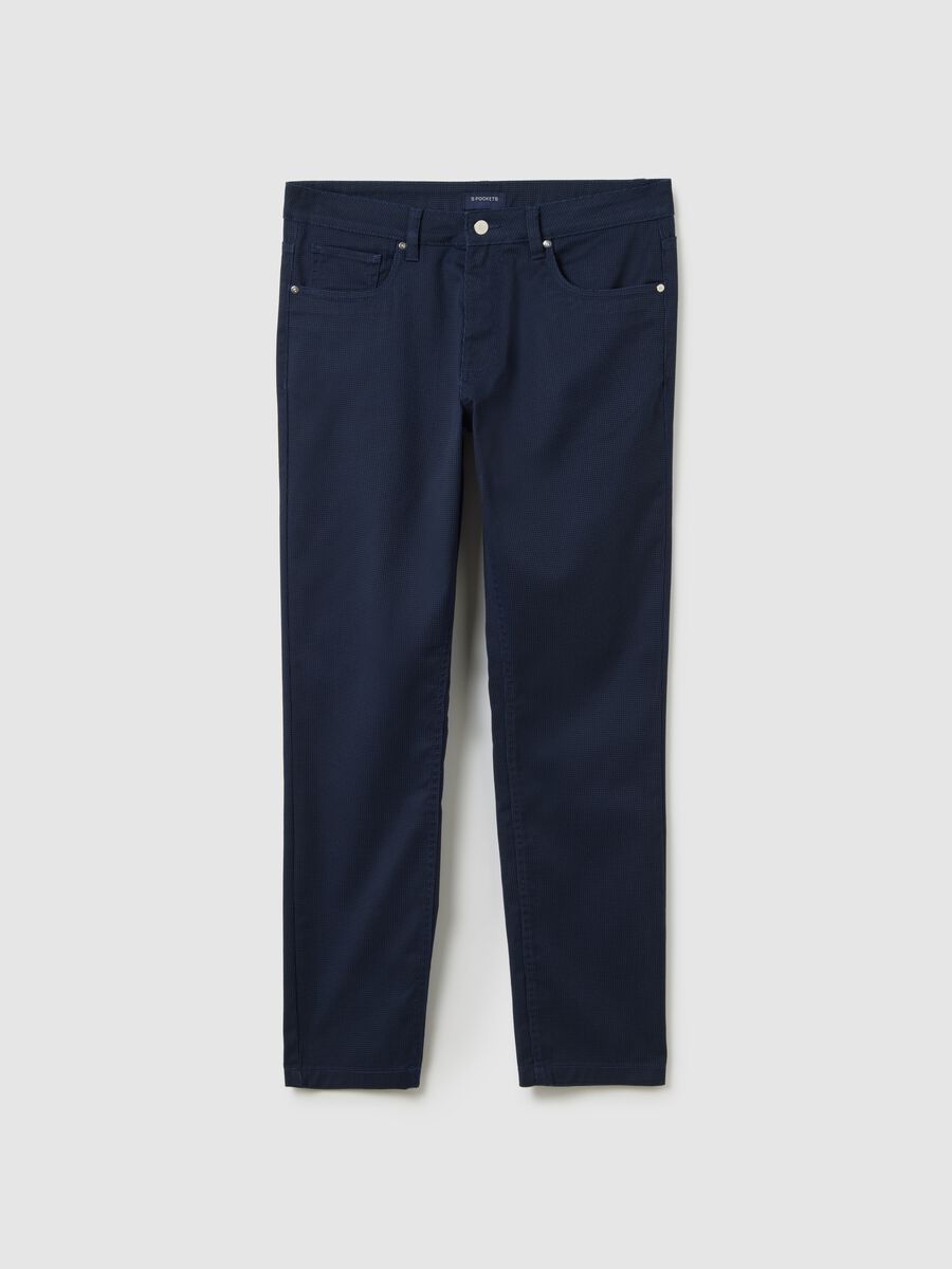 Pantaloni blu slim fit in misto cotone_4