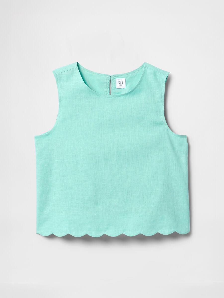 Sea green top with wave trim_3