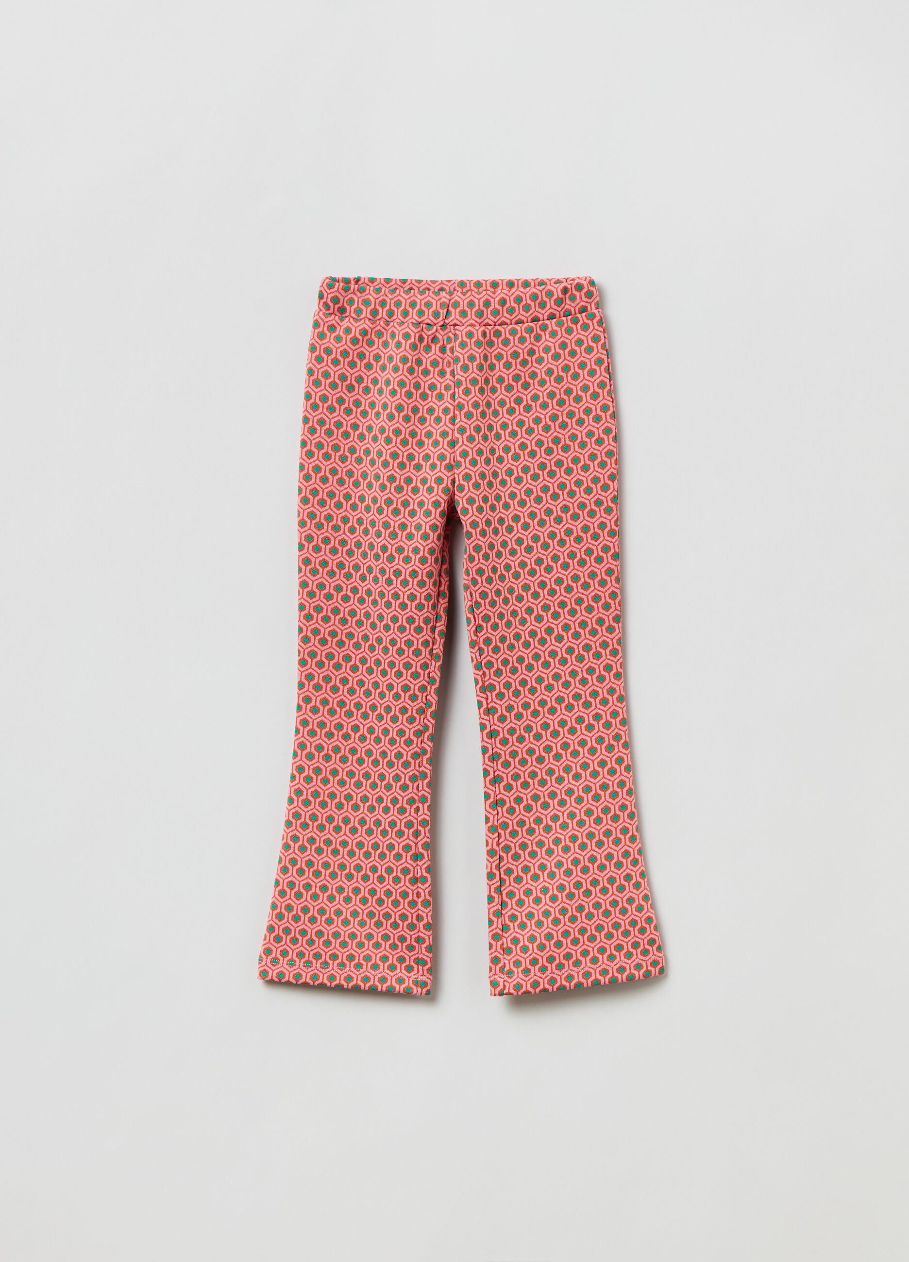 Pantaloni flare fit con stampa geometrica_0