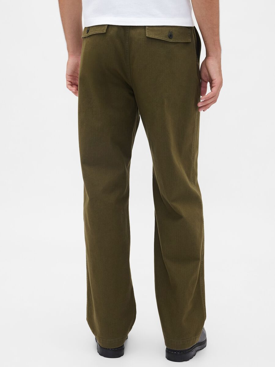 Green regular cotton trousers_2