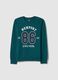 Green crewneck sweatshirt for boys in pure cotton, regular fit with print_3