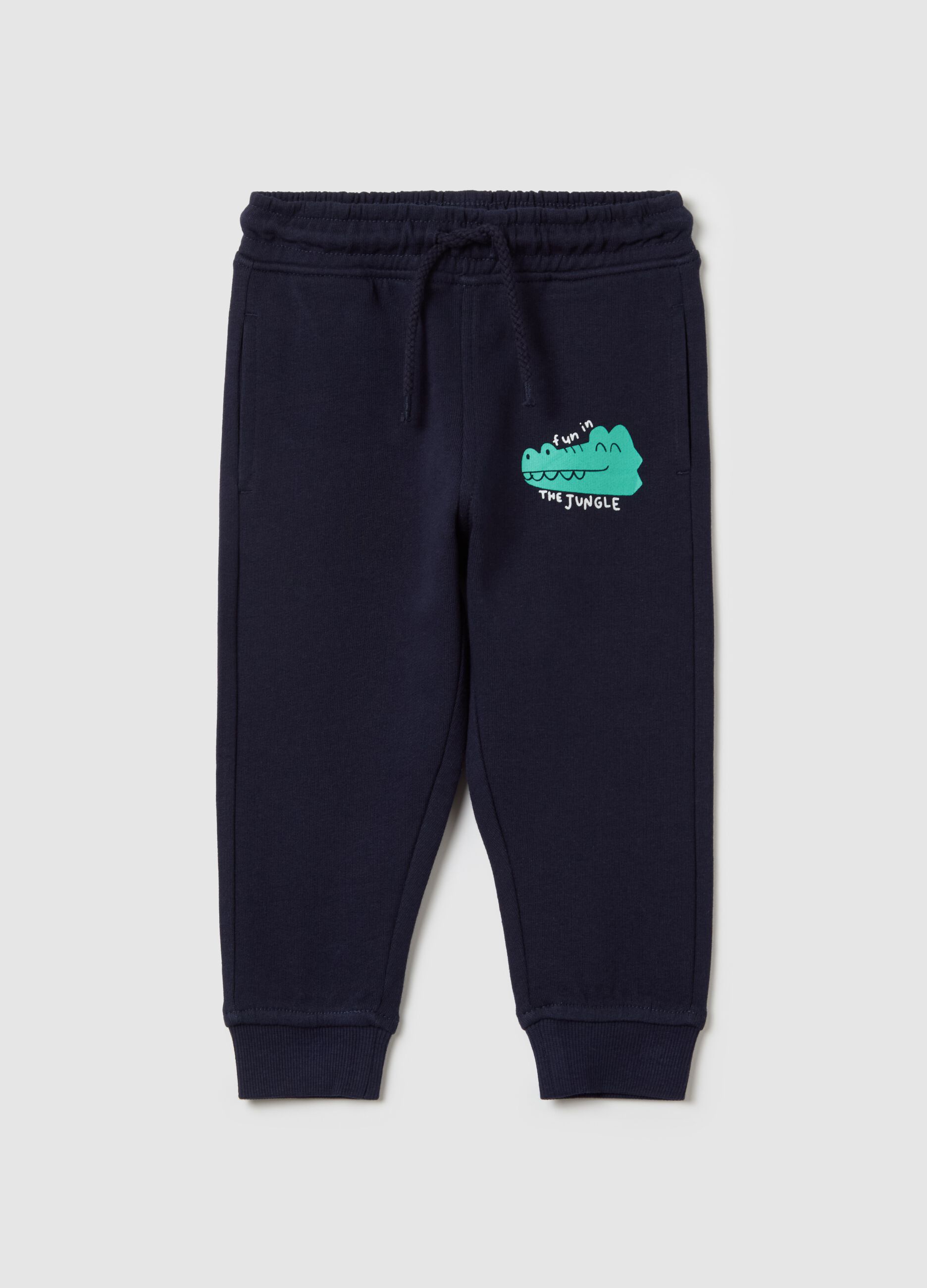 Cotton joggers with drawstring and print
