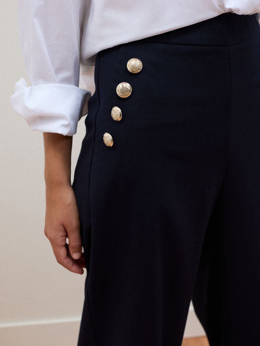 Blue stretch viscose straight-fit trousers_3