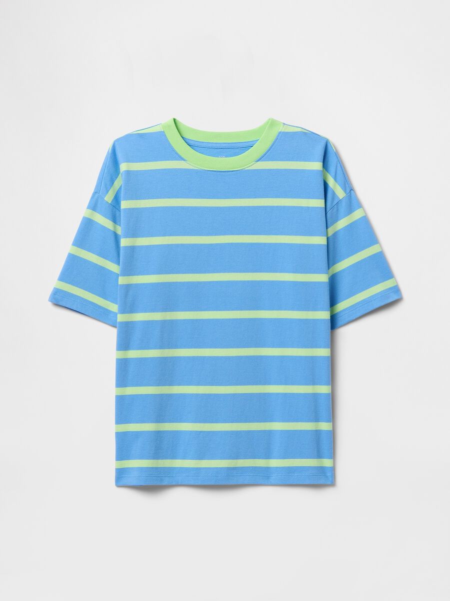 Oversize blue and green striped T-shirt_0