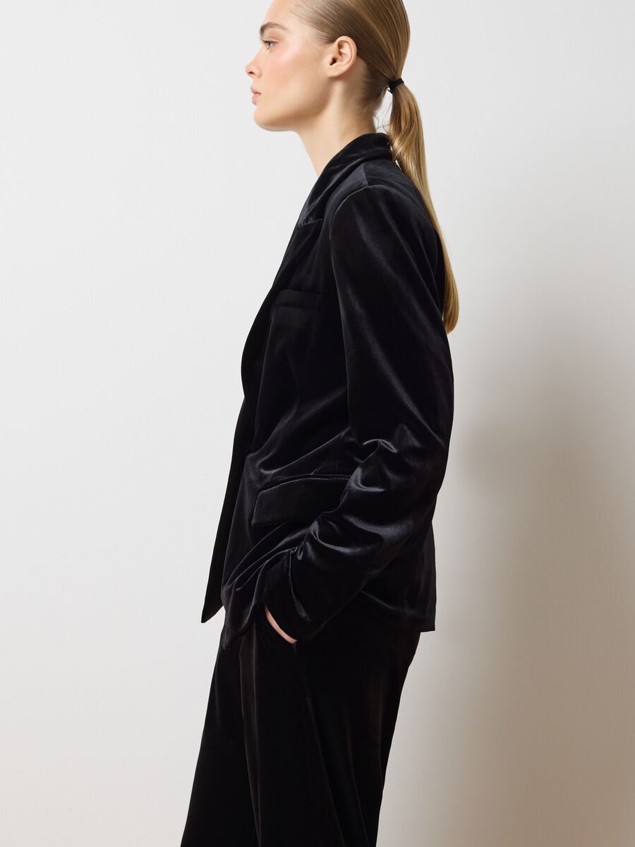 Blazer in velluto nero slim fit_2