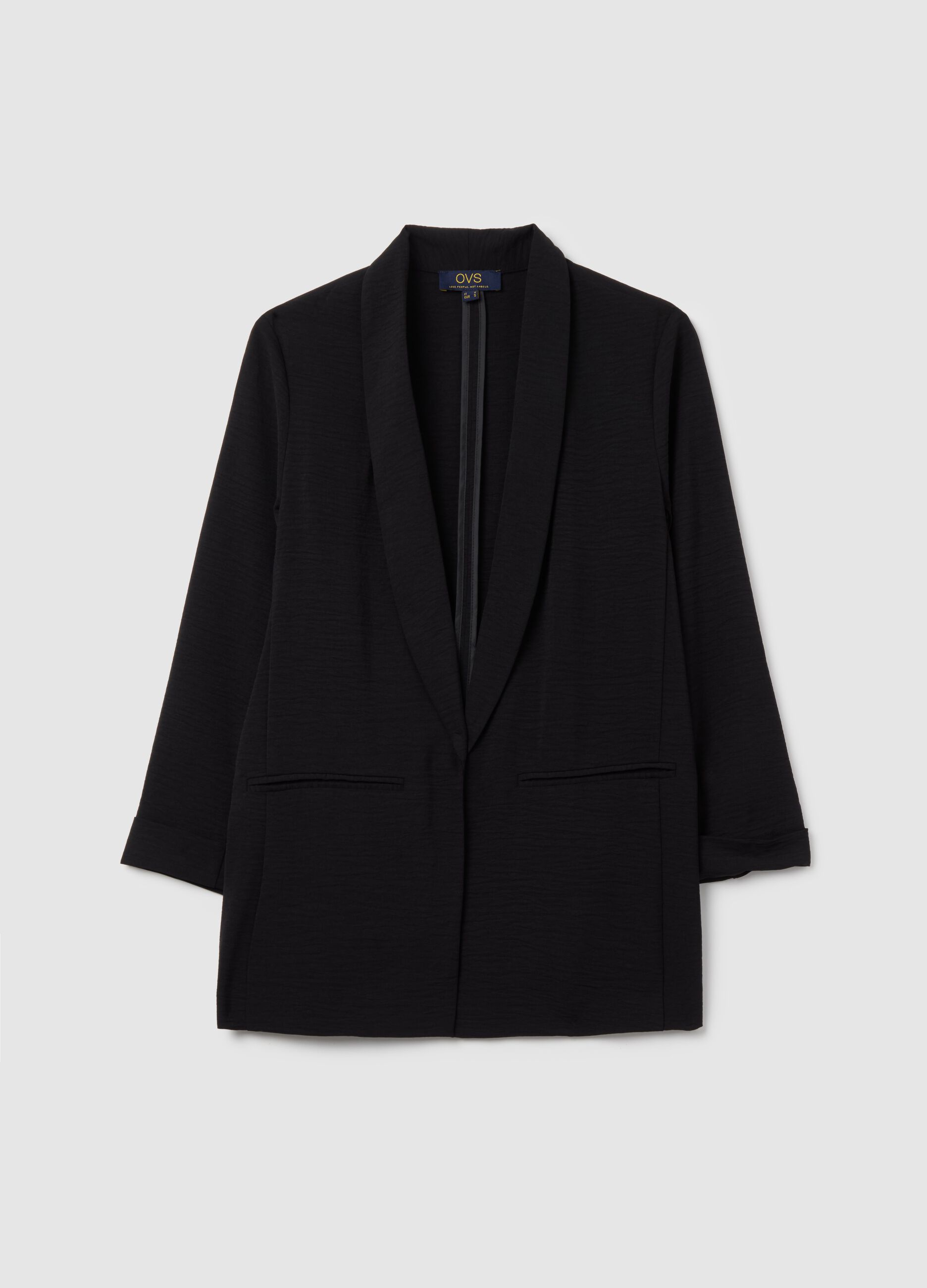 Blazer fluido aperto effetto crinkle