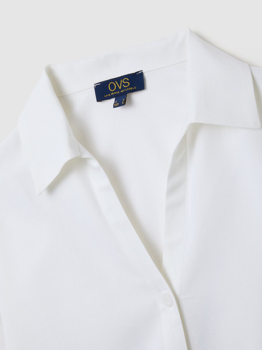 Women's white viscose and linen blend shirt regular fit_5