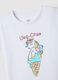 White pure cotton girls' t-shirt regular fit with ice cream_2