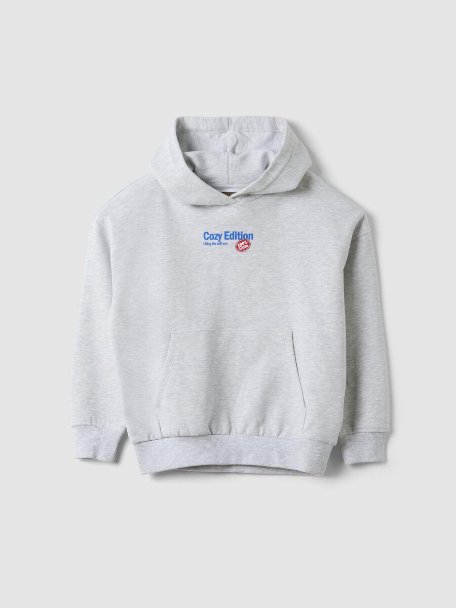 Grey oversized hoodie with teddy bear print in a cotton and viscose blend_3