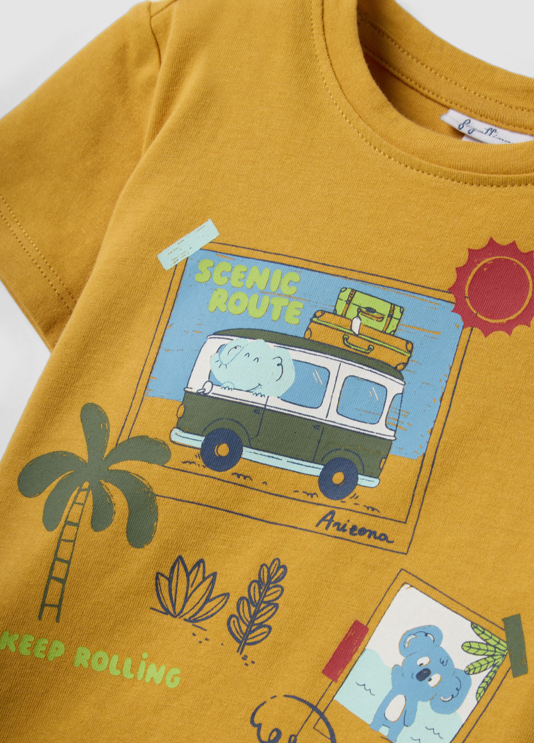 Yellow short-sleeved pure cotton T-shirt