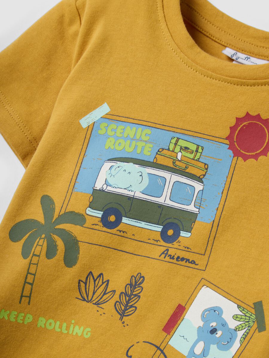 Yellow short-sleeved pure cotton T-shirt_2