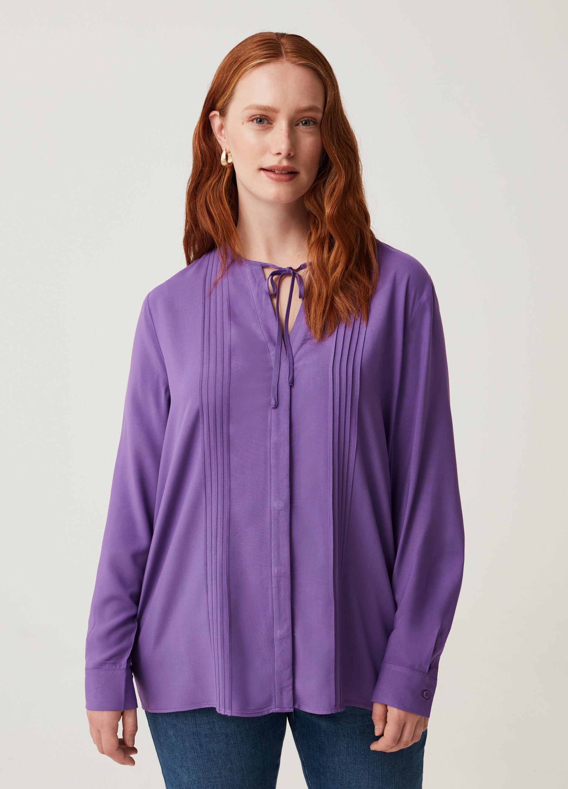 Camicia in viscosa con laccio Curvy MYA_1