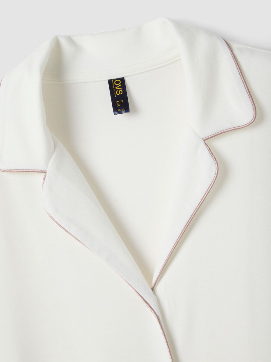 White Stretch Viscose Blend Nightdress with V-Neck_1