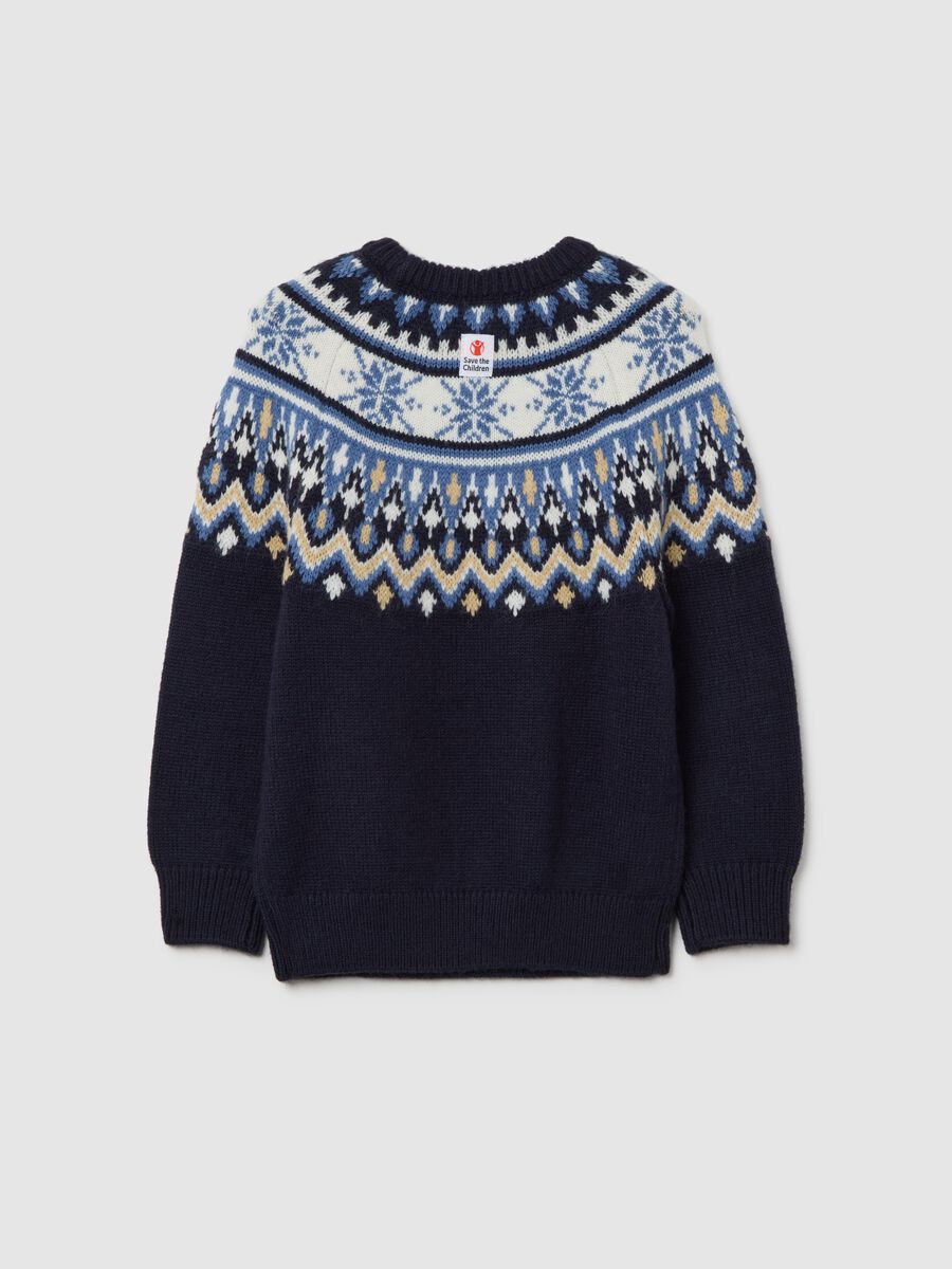 Christmas Jumper Save the Children da bambino con motivo jacquard blu_1