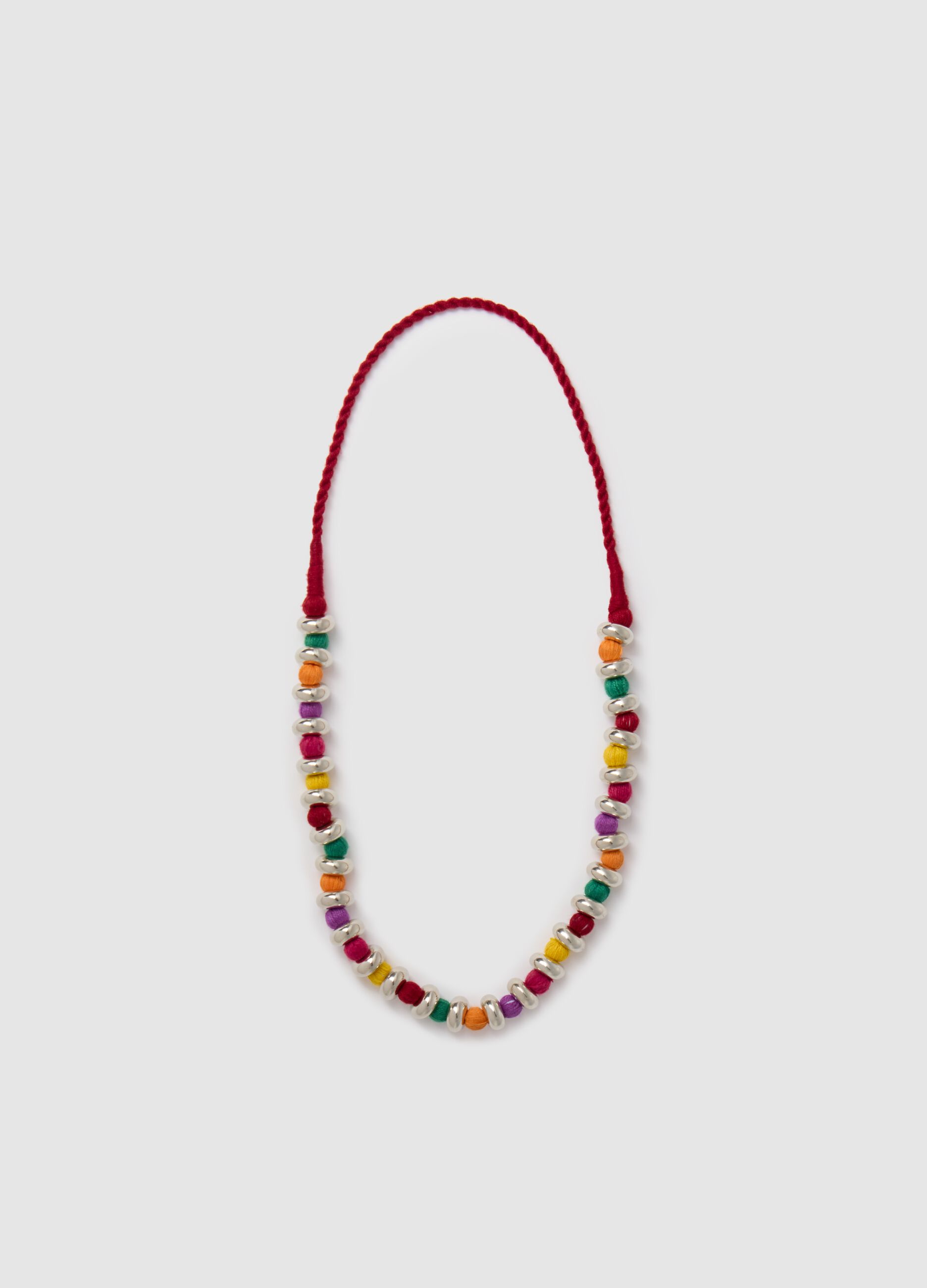 Multicoloured necklace with pompom