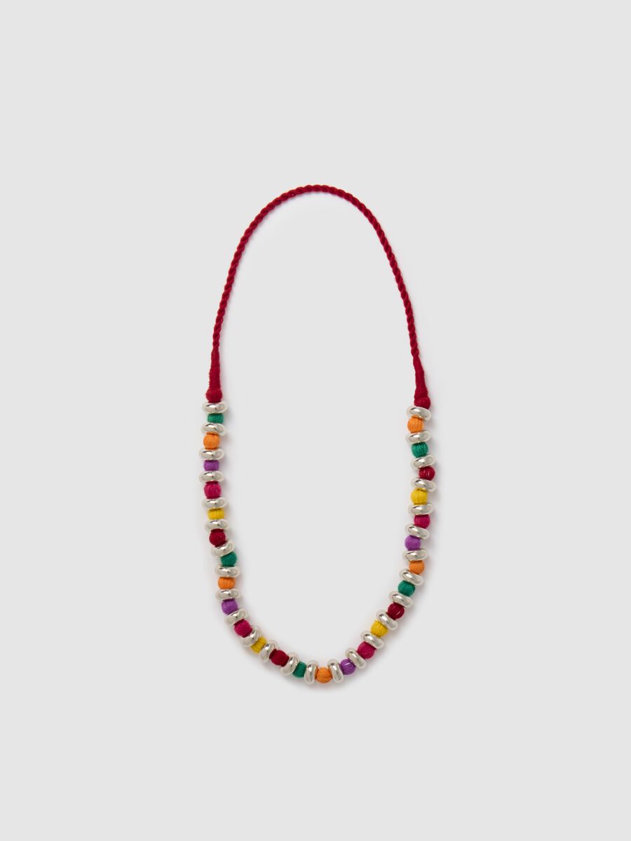 Multicoloured necklace with pompom_0