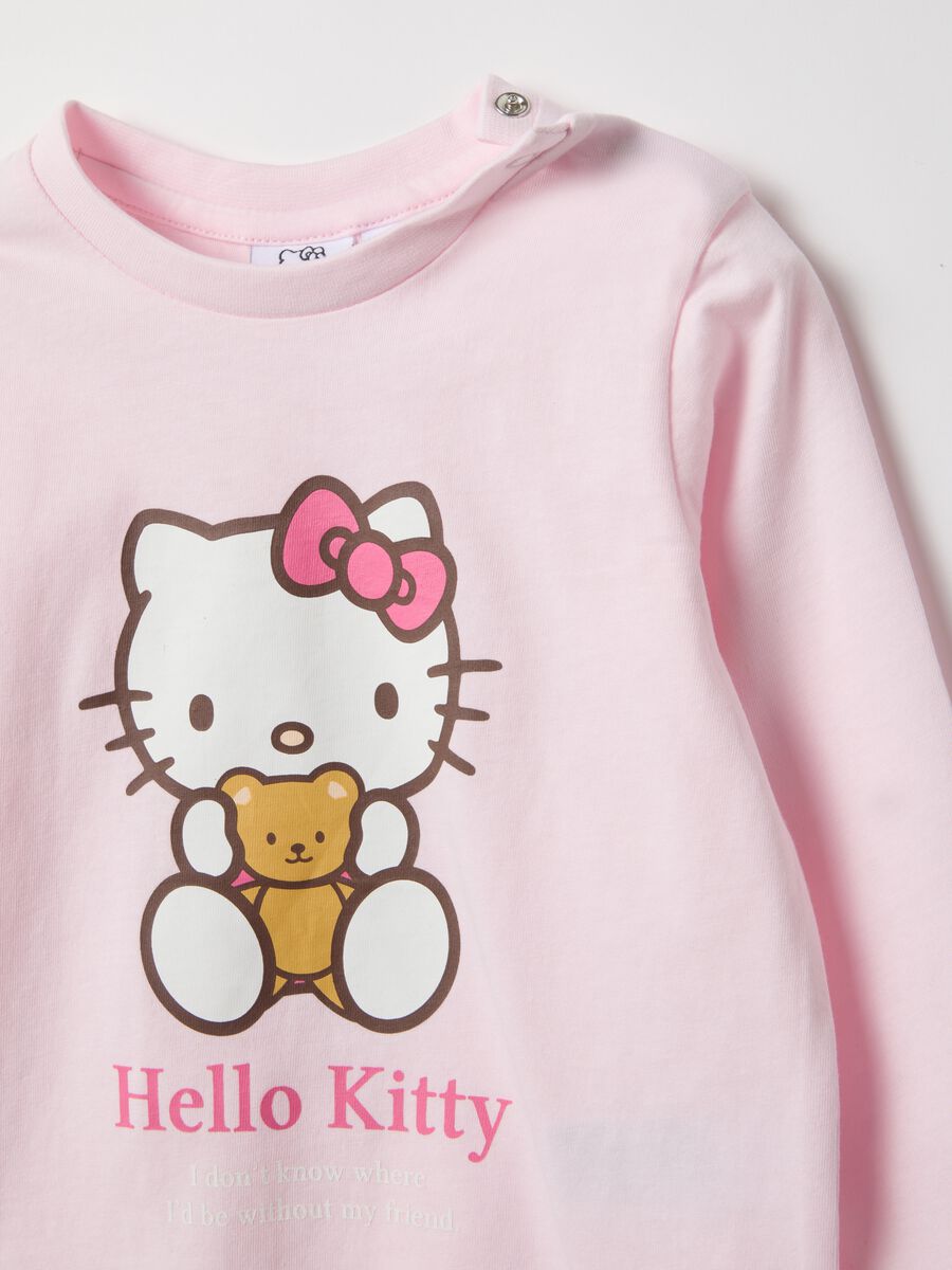 Baby girl's regular fit pink pure cotton pyjamas with Hello Kitty print_2