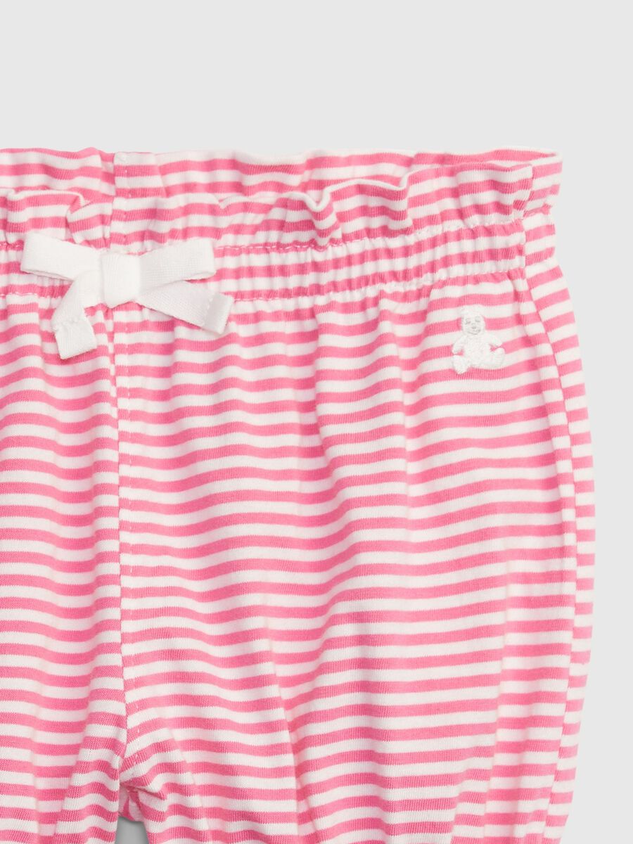 Striped cotton shorts with gathered trims_2