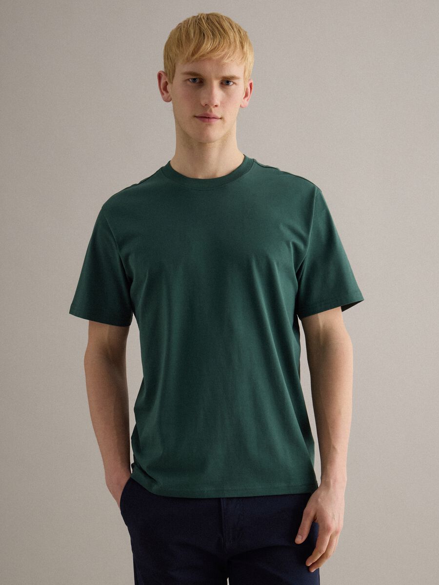 T-shirt girocollo in puro cotone verde relaxed fit_0