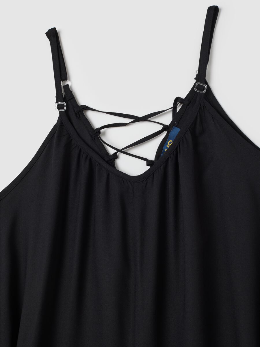 Women's jumpsuit in pure black viscose wide fit_1