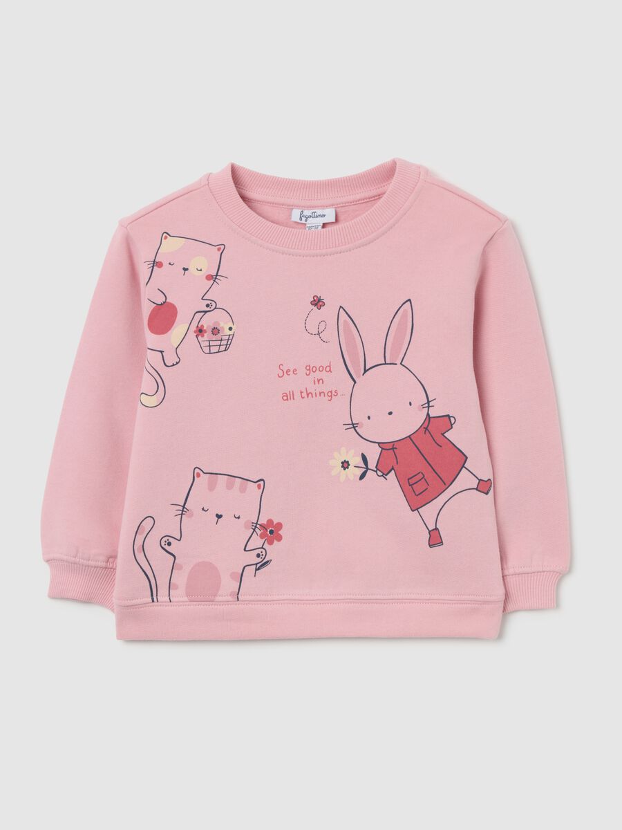 Pink cotton sweatshirt with fun prints_0