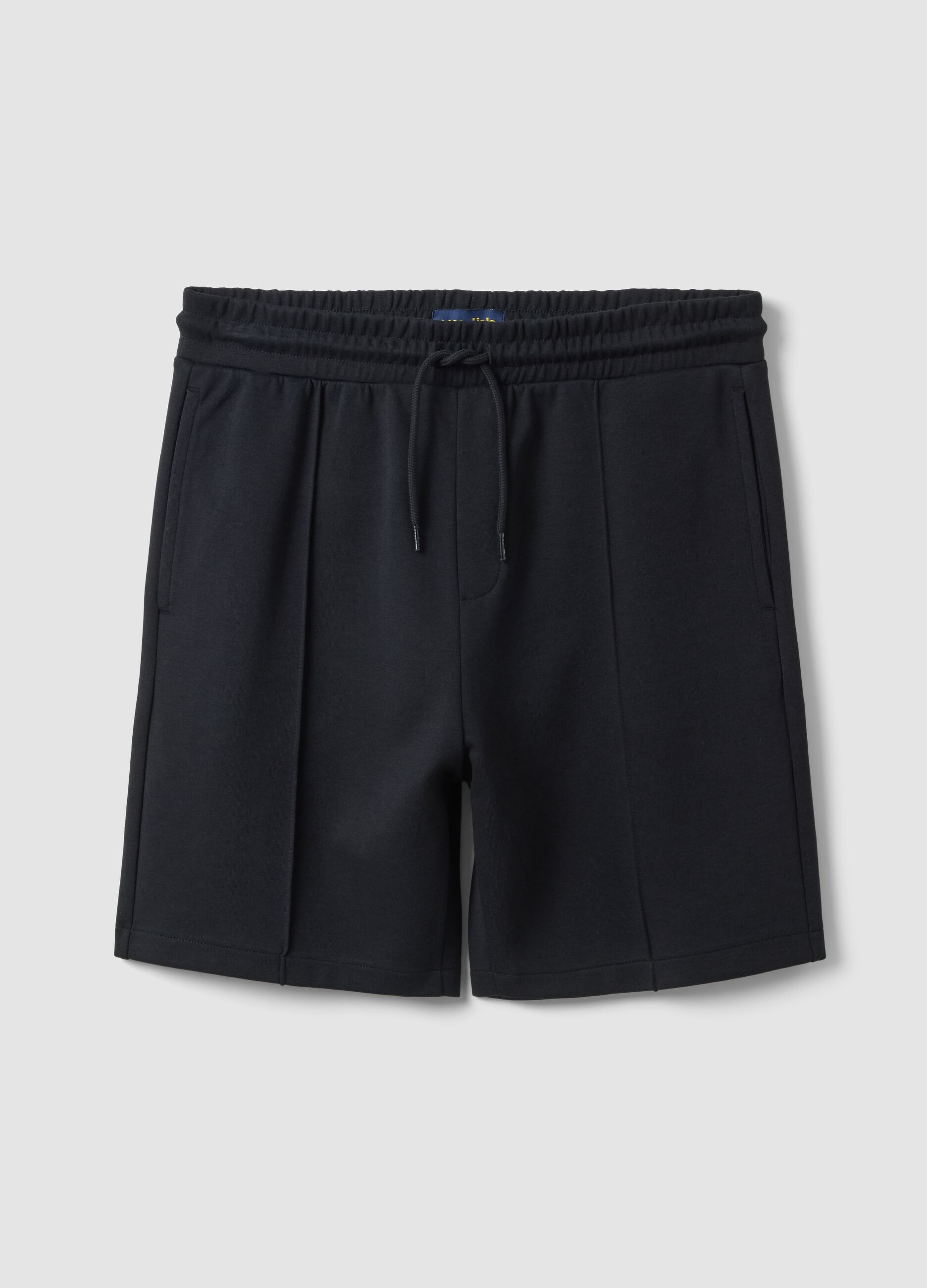 Black cotton-blend regular-fit shorts with drawstring