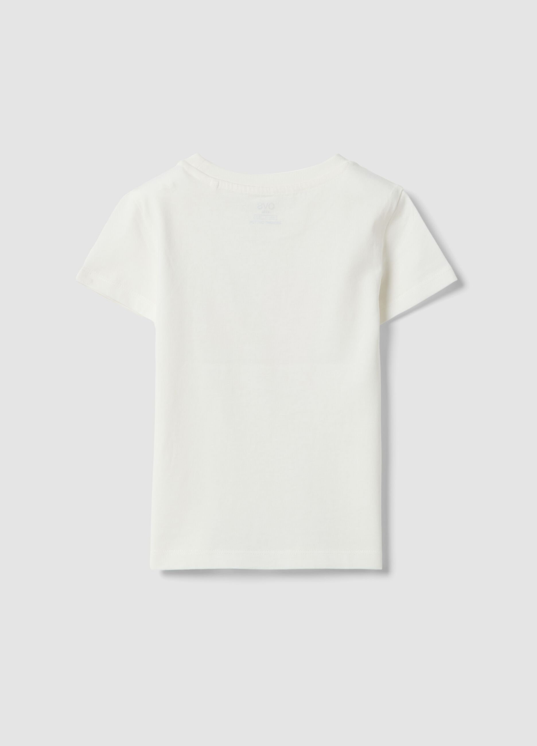 White girls&rsquo; T-shirt in pure organic cotton with print and glitter