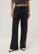 Black pure cotton wide leg jogger trousers_1