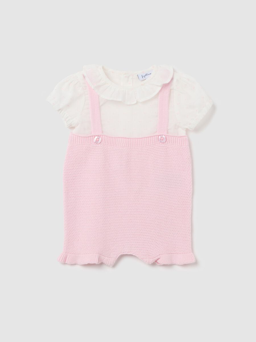 Pink romper in cotton-polyester blend_0