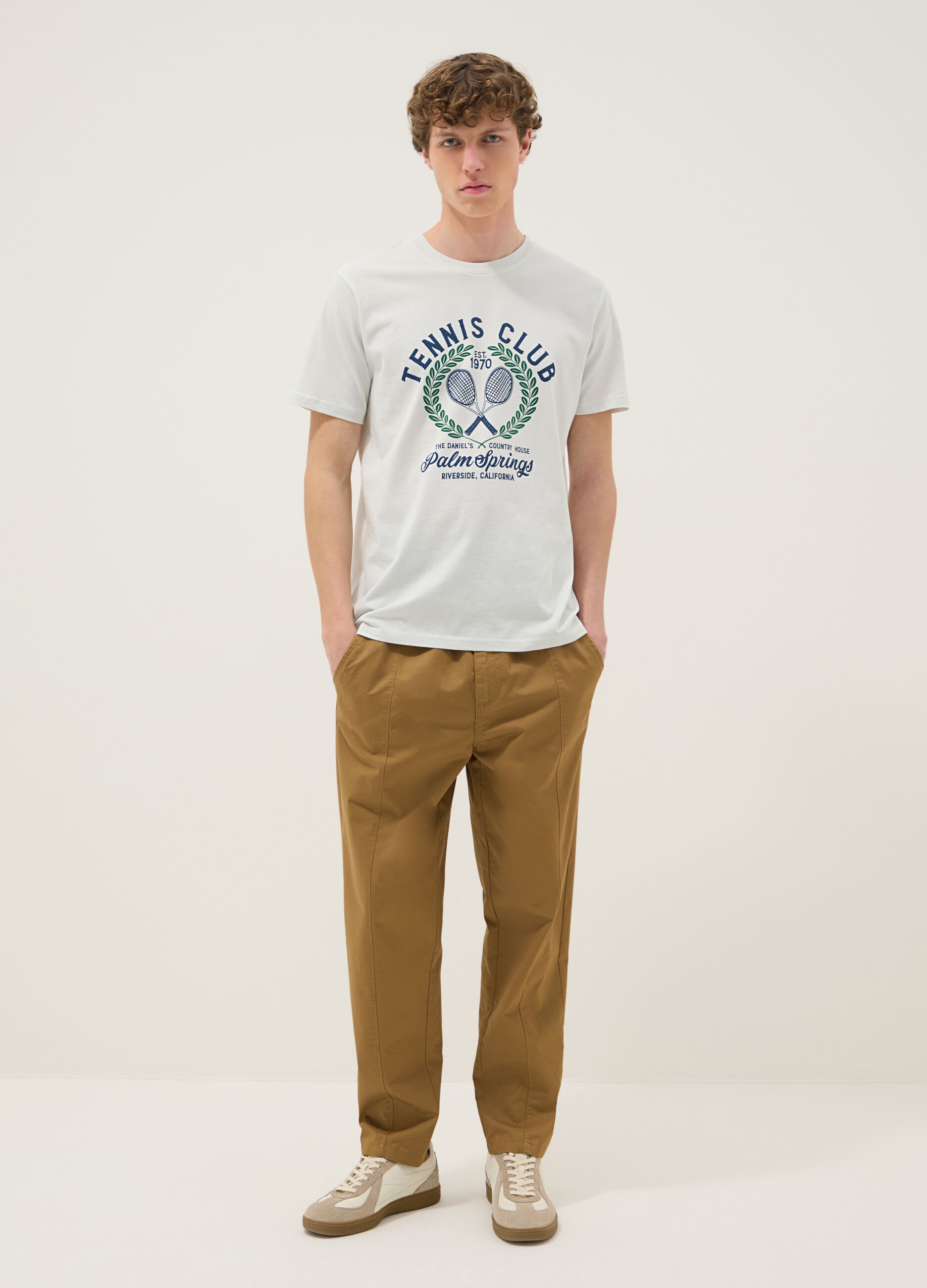 White printed pure cotton regular-fit T-shirt