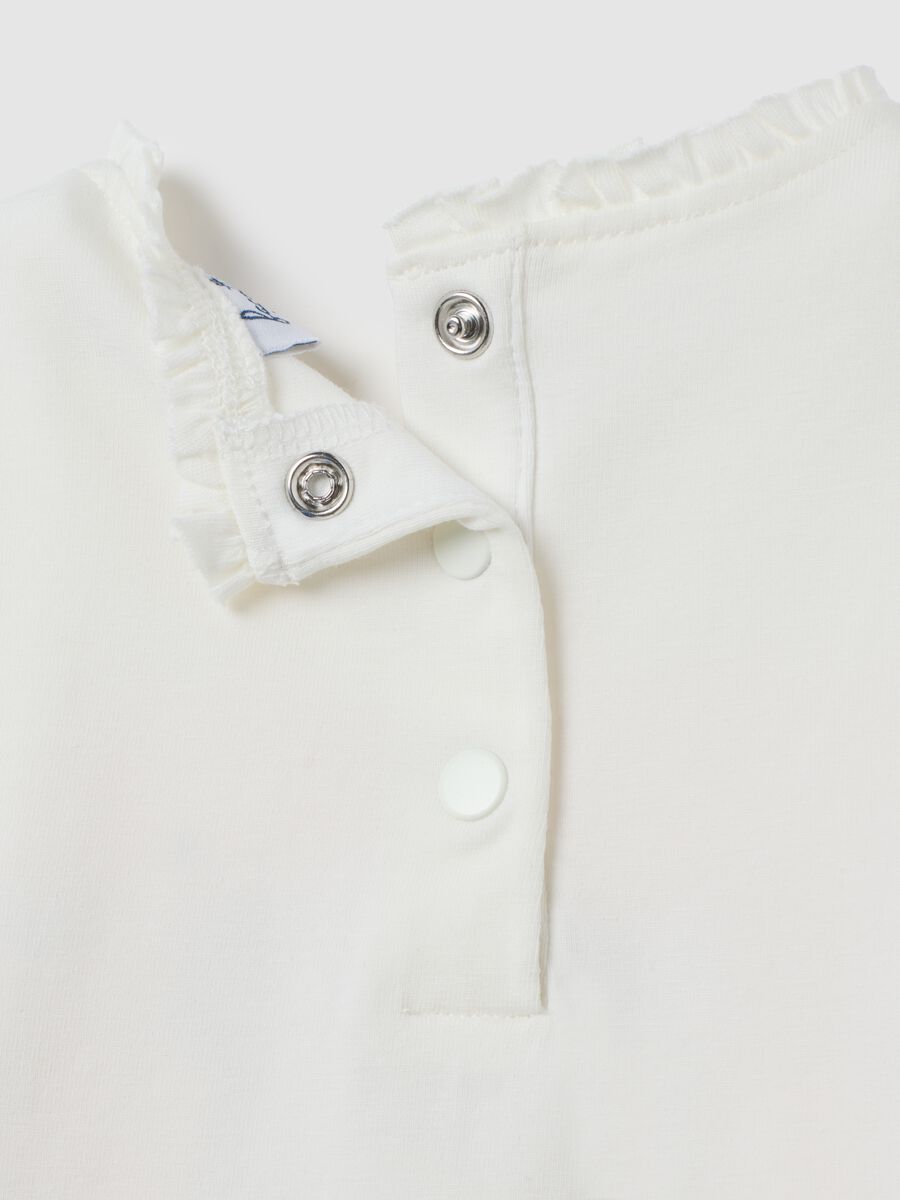 Maglietta da bambina in cotone bianco regular fit con orsetto_3