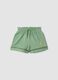 Green stretch cotton shorts for baby girl, regular fit_0