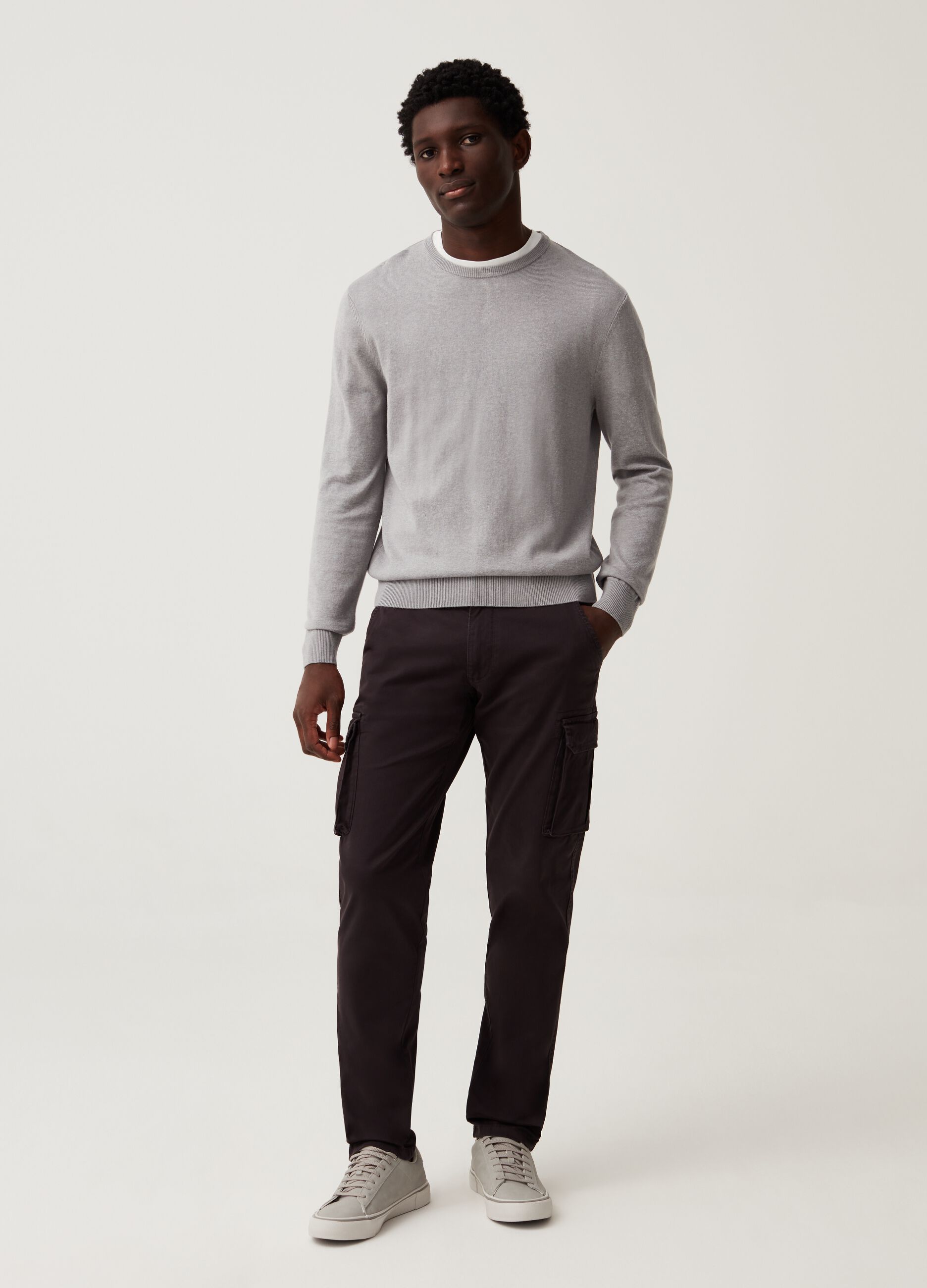 Ovs Pantaloni cargo in cotone tinto filo stretch