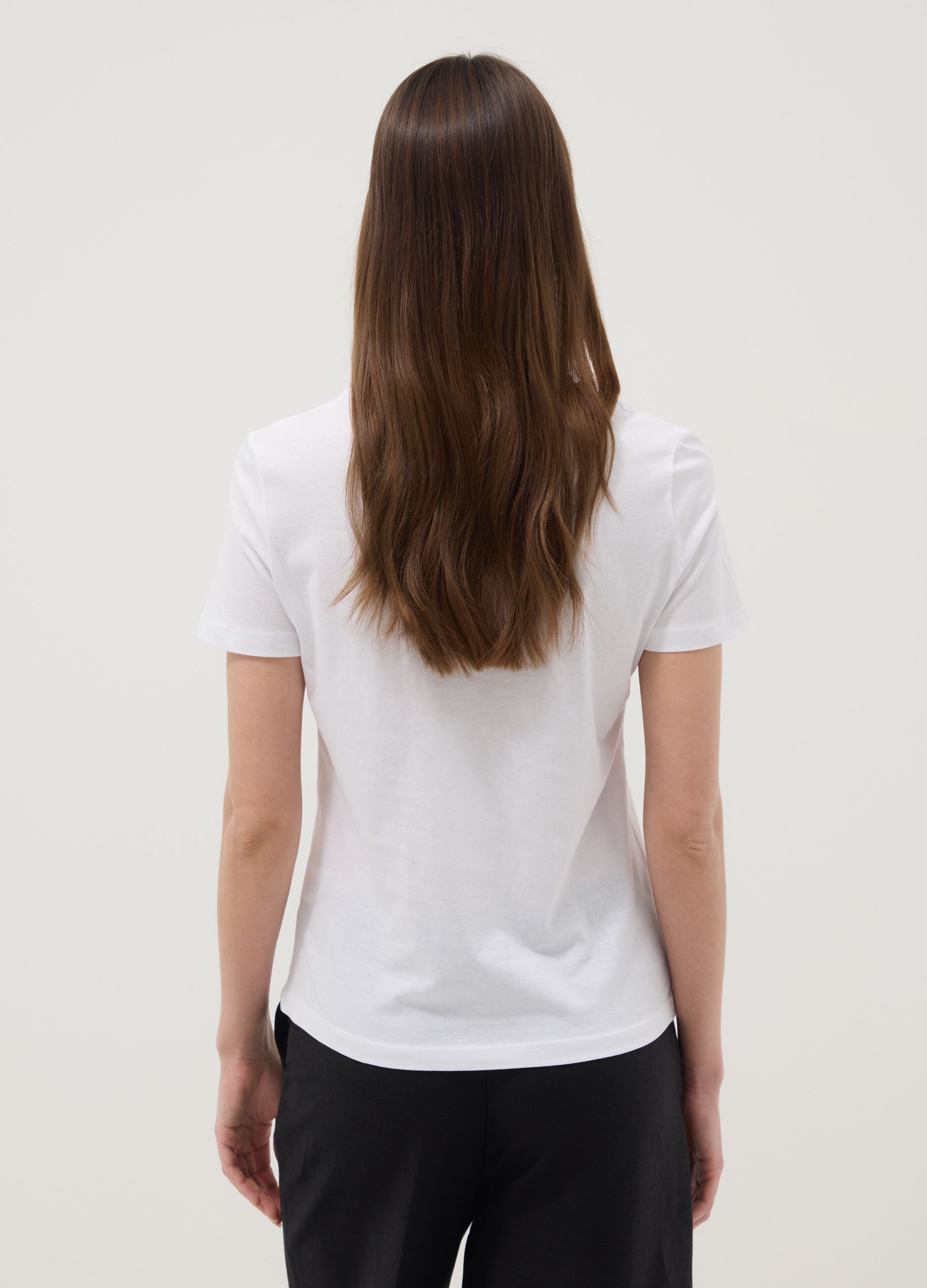 Regular fit white pure cotton T-shirt with print