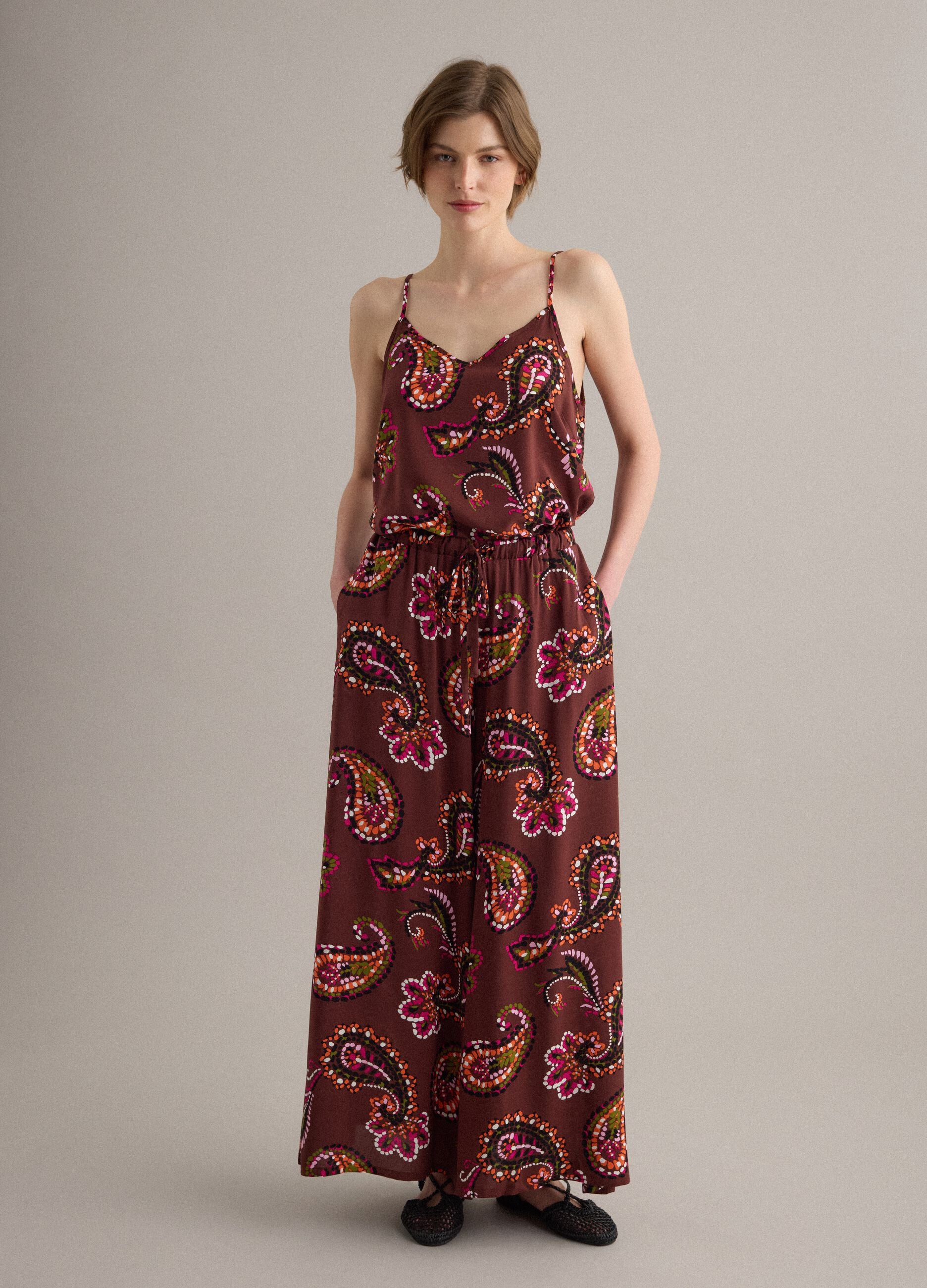 Brown pure viscose palazzo trousers