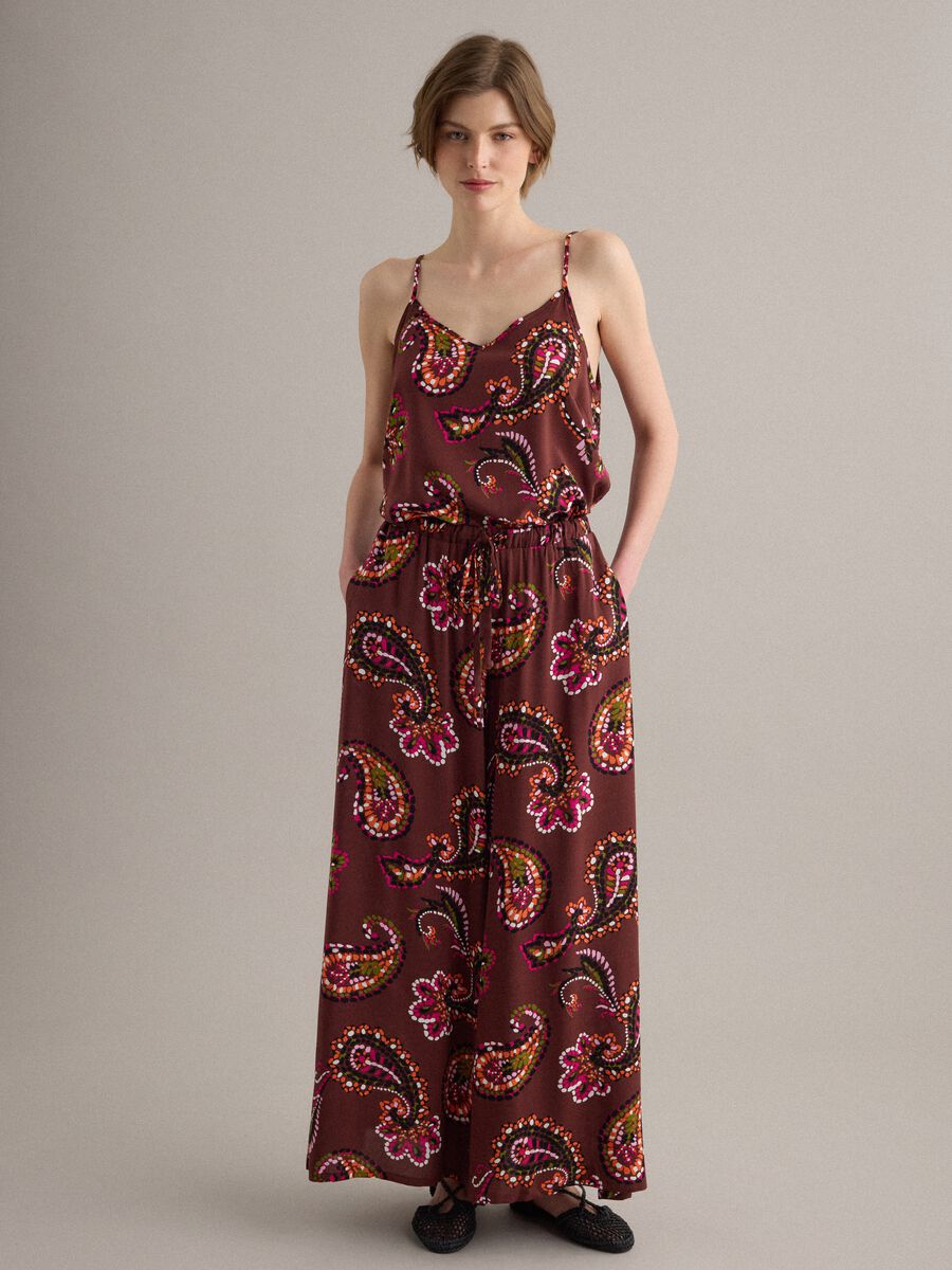 Brown pure viscose palazzo trousers_0