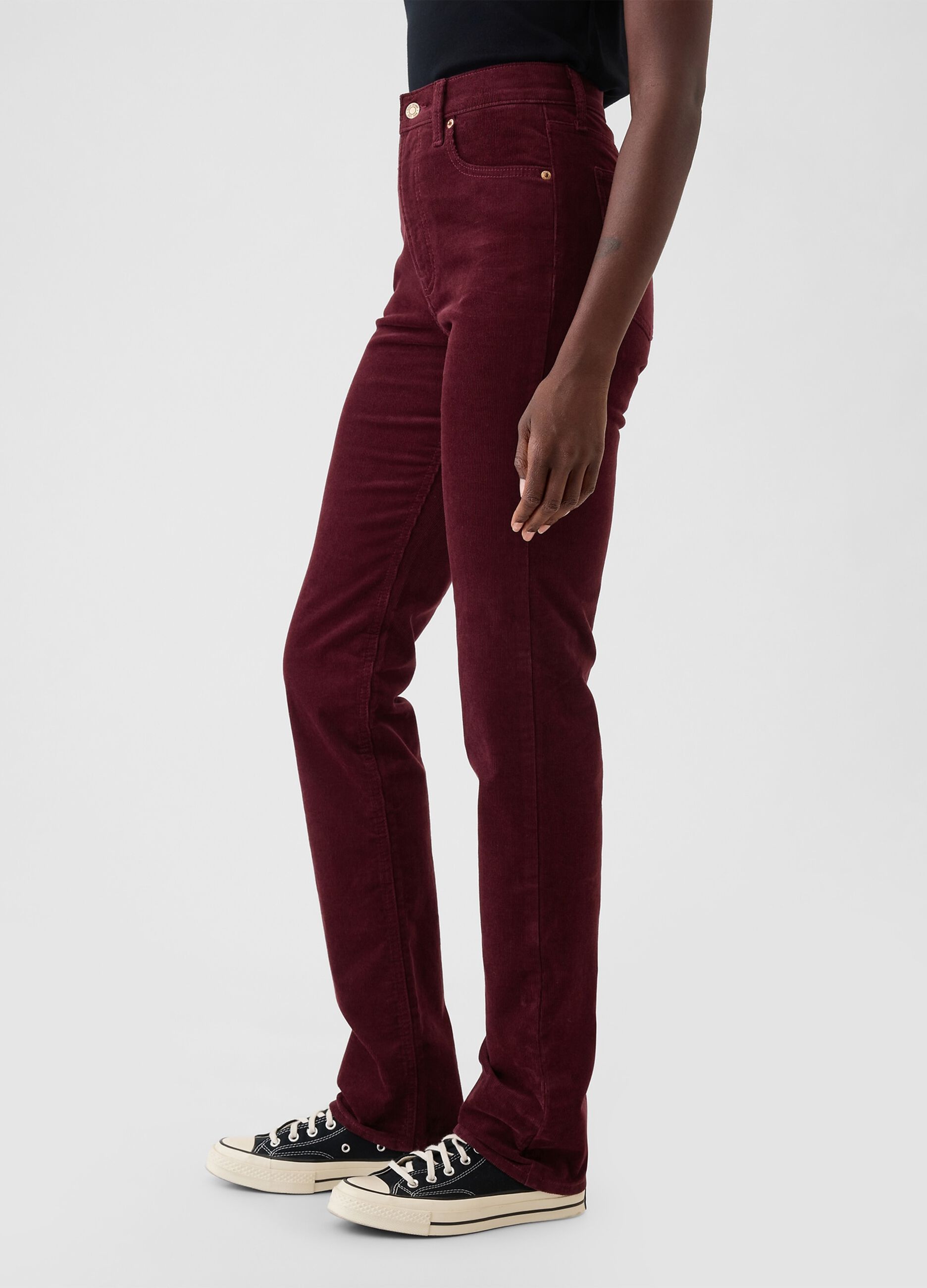 Straight high-rise trousers in corduroy