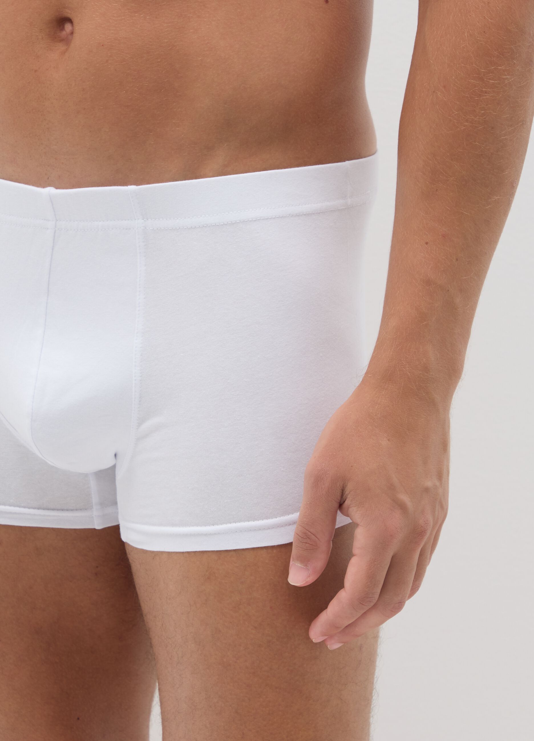 Set of white stretch cotton boxer shorts