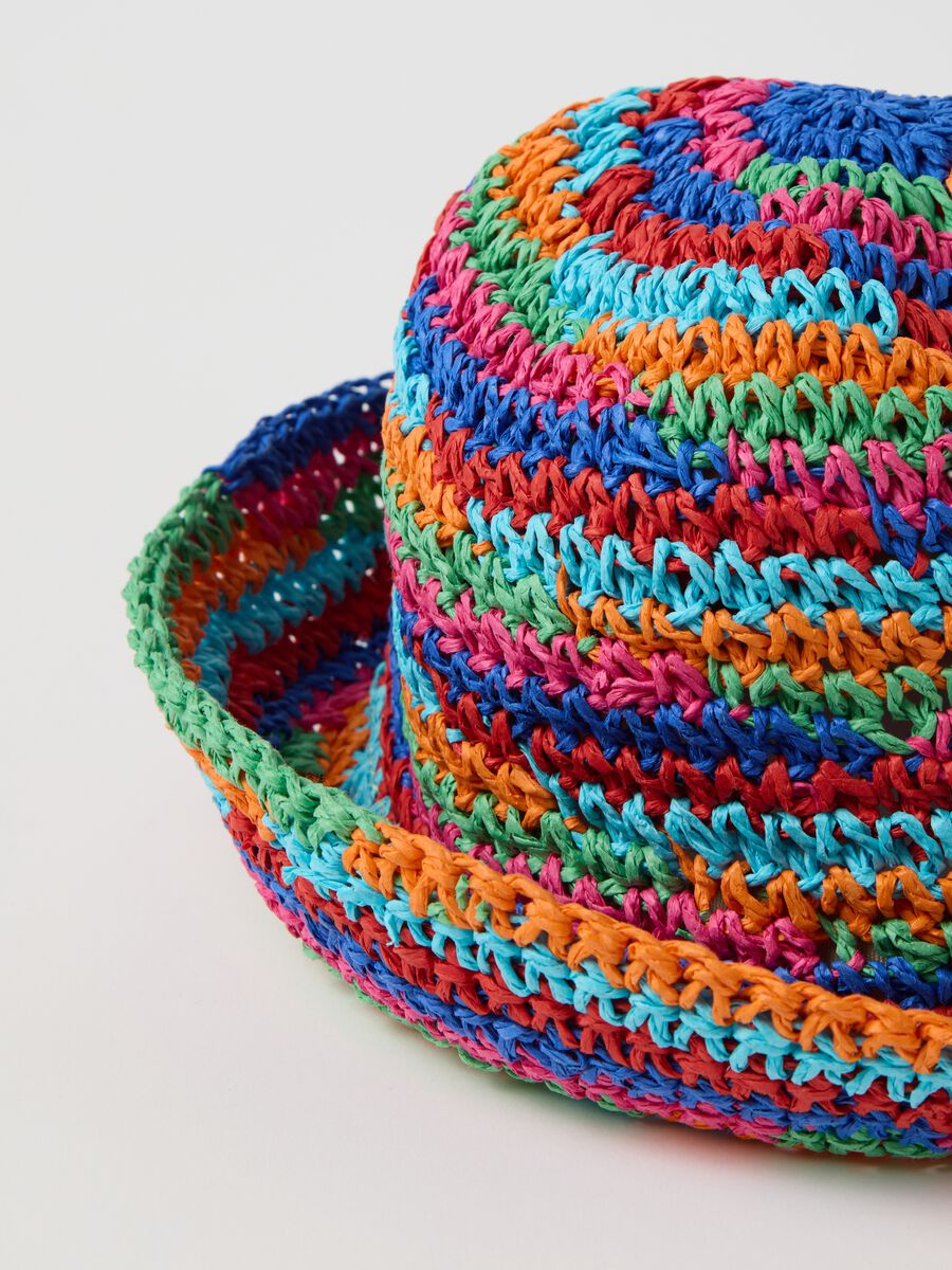 Raffia hat with stripes_2